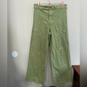 Billabong Olive Splatter Wide Leg Jeans